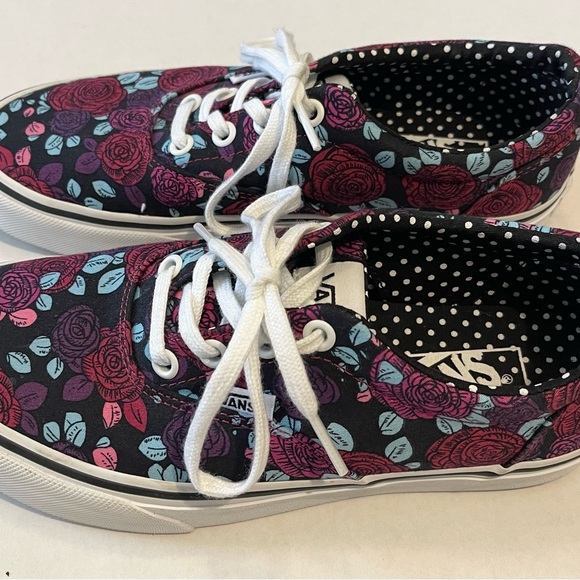 Vans Black and Pink Floral Sneakers - Picture 2 of 5